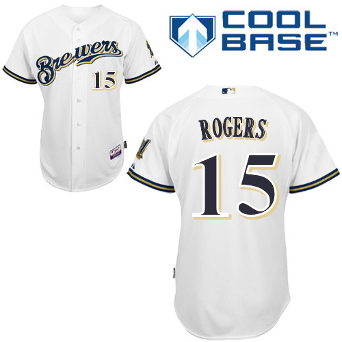 Jason Rogers #15 MLB Jersey-Milwaukee Brewers Men's Authentic Home White Cool Base Baseball Jersey